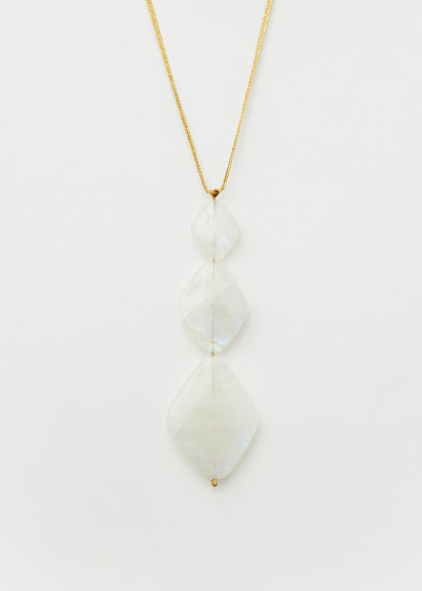 Pippa Small Rainbow Moonstone Archaic Three Stone Necklace On Cord