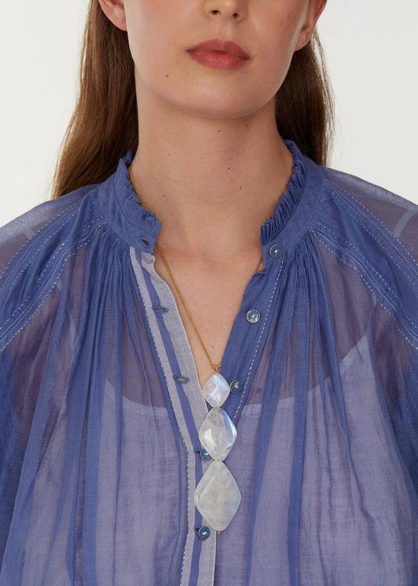 Pippa Small Rainbow Moonstone Archaic Three Stone Necklace On Cord