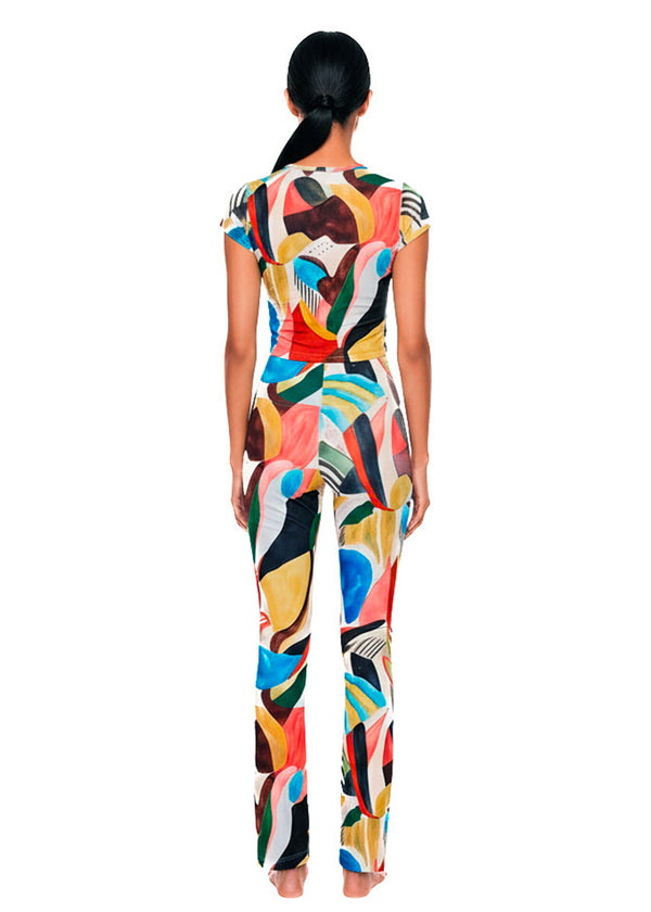Pitaya Yoga TUTTI FRUTI FLARED PANTS - BAMBOO