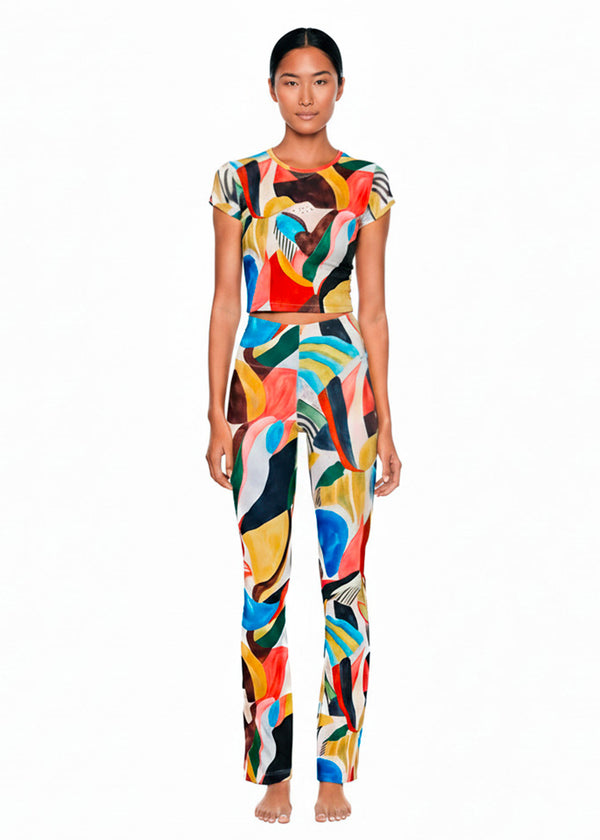 Pitaya Yoga TUTTI FRUTI FLARED PANTS - BAMBOO