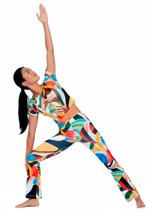 pitaya yoga TUTTI FRUTI FLARED PANTS - BAMBOO