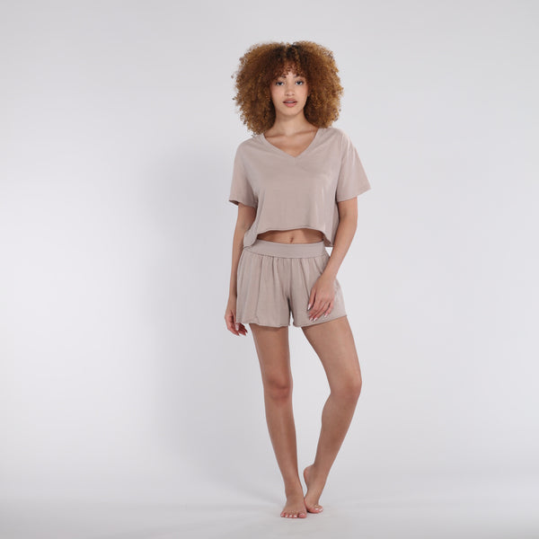 pj harlow B30 Jersey Short Loungewear Bottoms Mocha