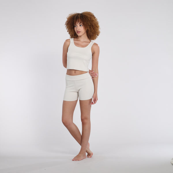 Pj Harlow B30 Rib Booty Short Loungewear Tops Mocha