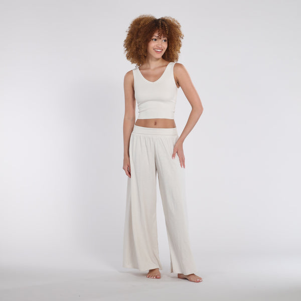 Pj Harlow B30 Rib V-Neck Crop Loungewear Tops Mocha