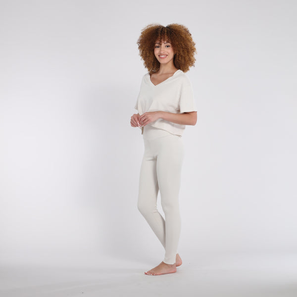 Pj Harlow B30 V-Neck Crop Jersey Tee Loungewear Tops Mocha