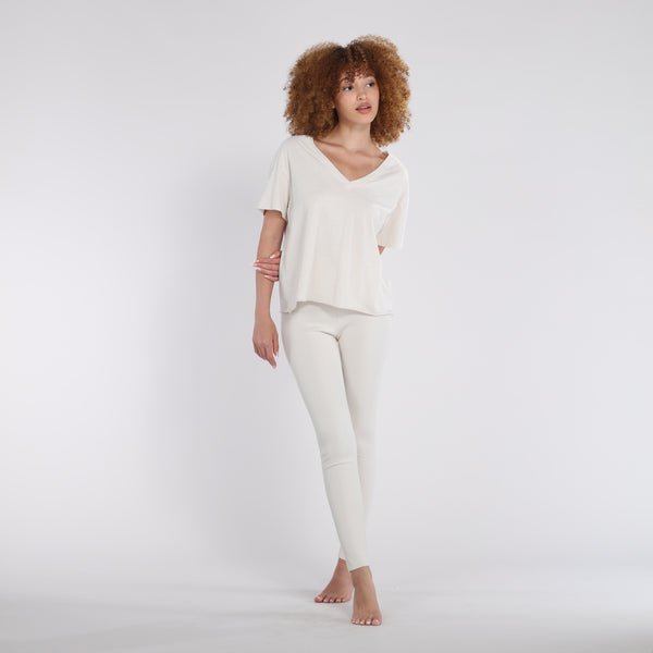 Pj Harlow B30 V-Neck Jersey Tee Loungewear Tops Mocha