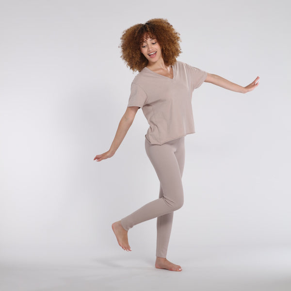 pj harlow B30 V-Neck Jersey Tee Loungewear Tops Mocha