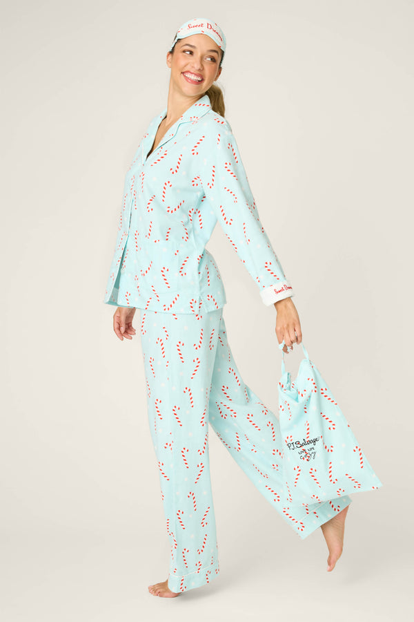 pj salvage 4-Piece Candy Cane Print Flannel Gift Set