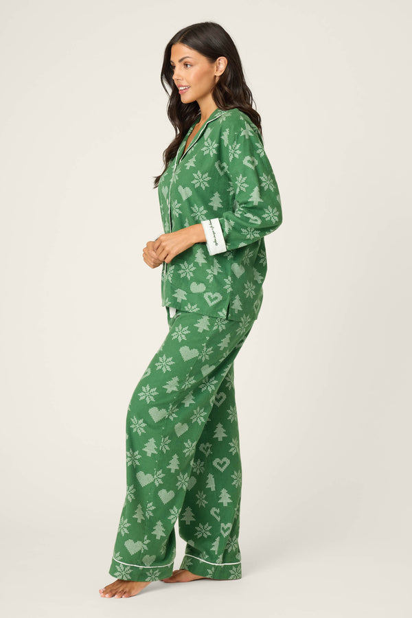 Pj Salvage 4-Piece Tree & Heart Print Flannel Gift Set