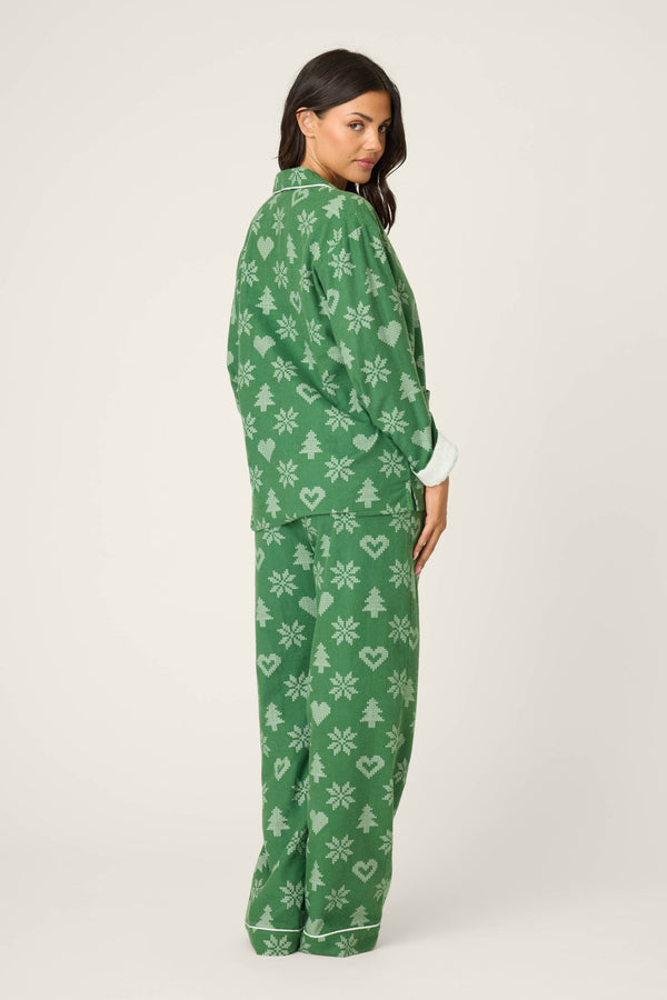 Pj Salvage 4-Piece Tree & Heart Print Flannel Gift Set