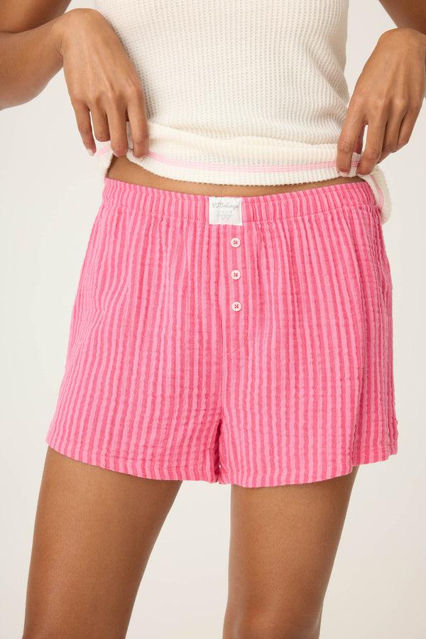 pj salvage Back From the Beach Striped Gauze Shorts