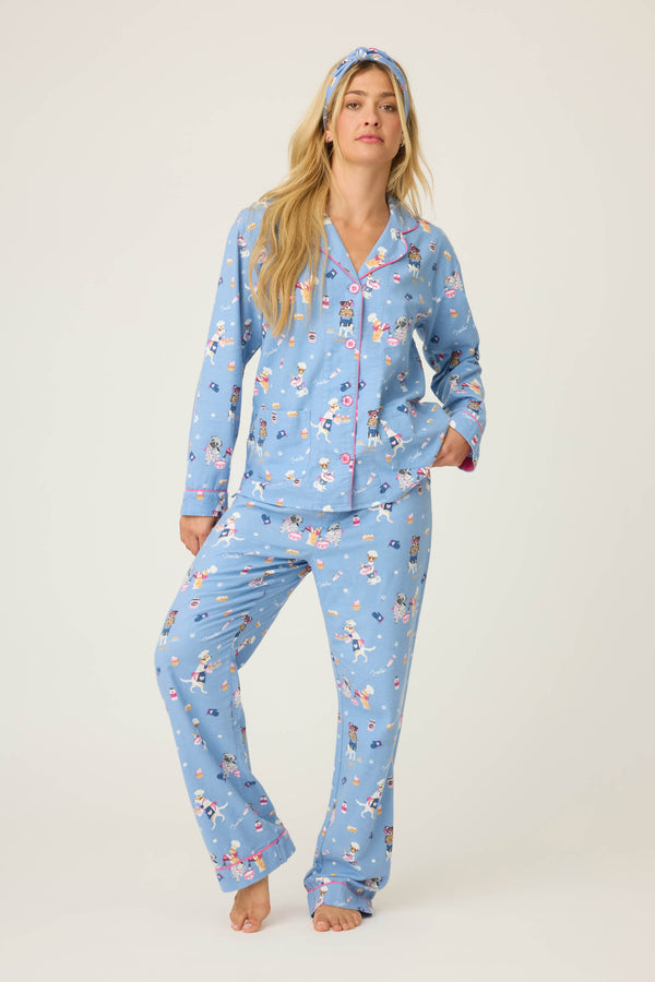 Pj Salvage Baked Woof Love Dog Print 3-Piece Flannel PJ Set