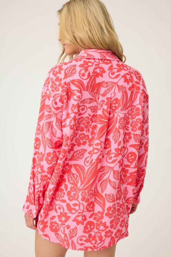 Pj Salvage Bali Bay Floral Long Sleeve Button-Up Shirt