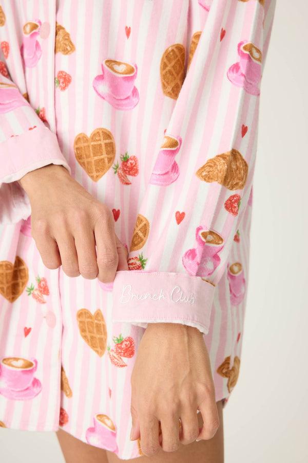 Pj Salvage Brunch Club Breakfast Print Flannel Nightshirt