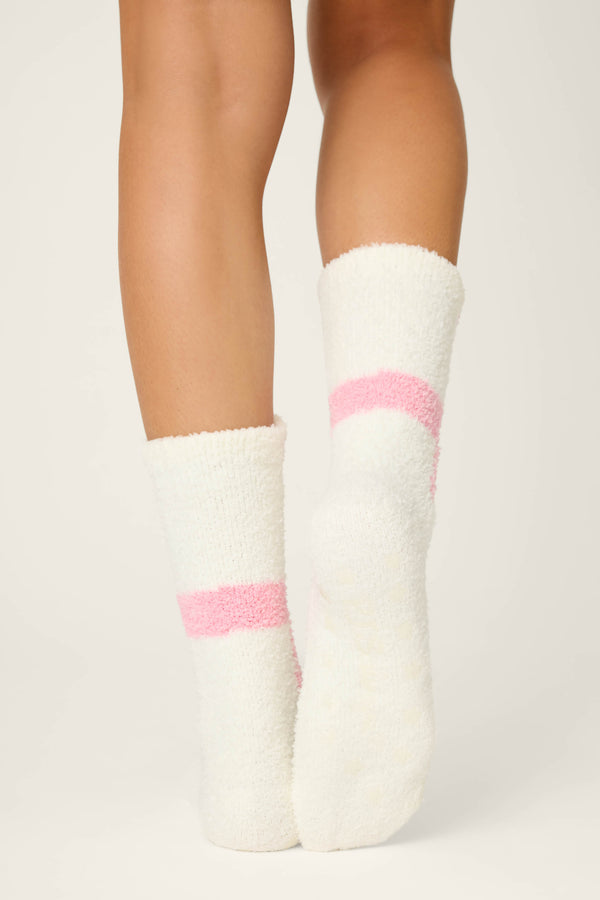 Pj Salvage Chill Out Bunny Print Crew Socks With Grippers