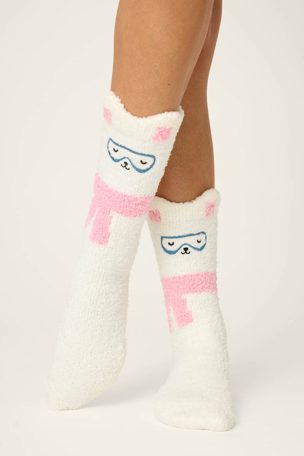 pj salvage Chill Out Bunny Print Crew Socks with Grippers