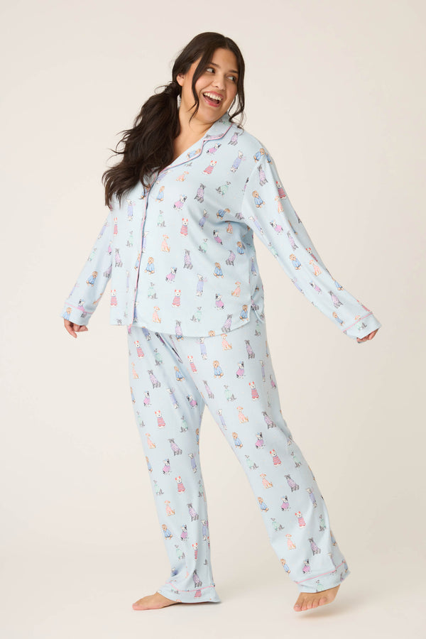 Pj Salvage Doggone Cold Dog Print Plus Size Pointelle PJ Set