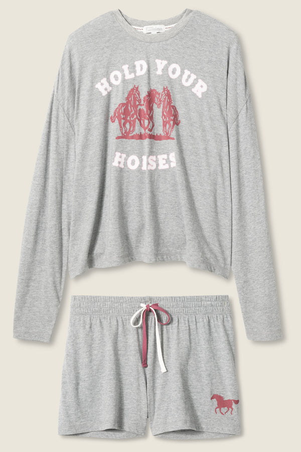 Pj Salvage Hold Your Horses Horse Print PJ Short Set