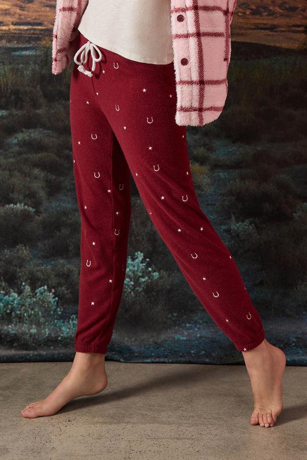 pj salvage Hold Your Horses Horseshoe Embroidered Sweatpants