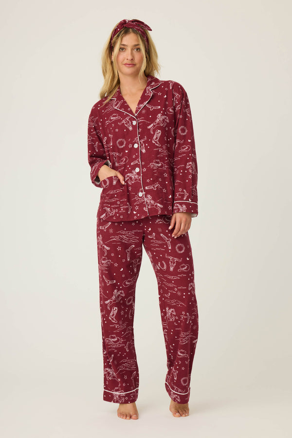 Pj Salvage Hold Your Horses Western Print 3-Piece Flannel PJ Set