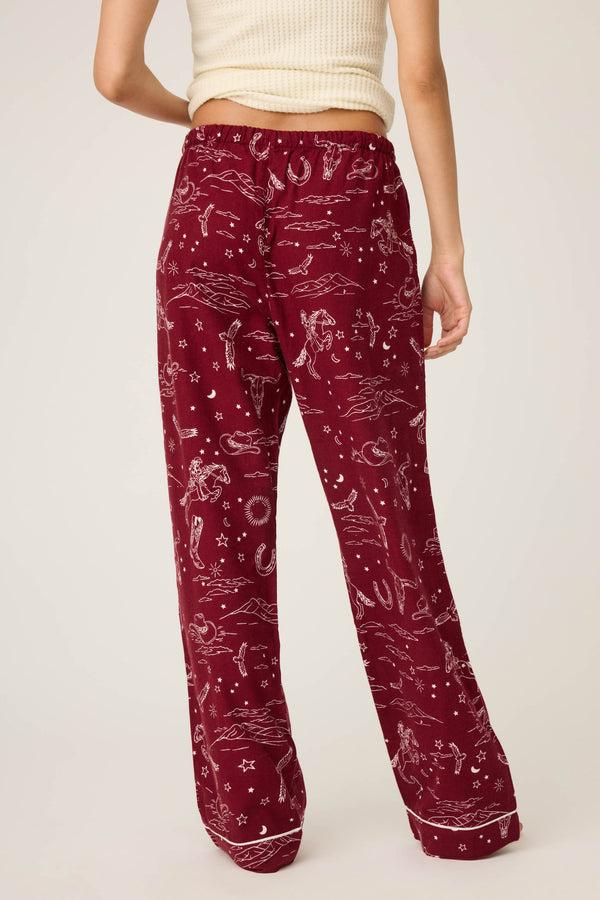 Pj Salvage Hold Your Horses Western Print Flannel Pants