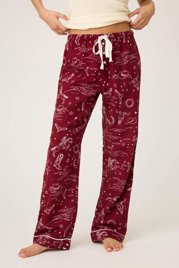 pj salvage Hold Your Horses Western Print Flannel Pants