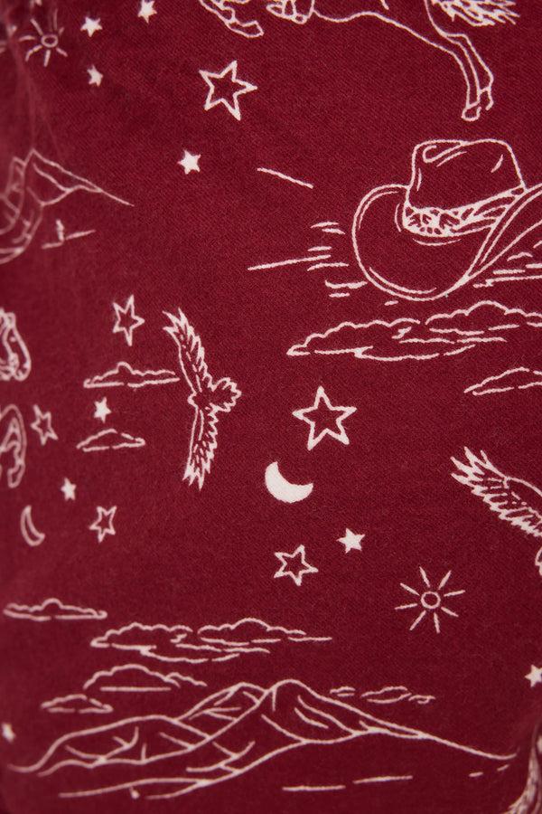 Pj Salvage Hold Your Horses Western Print Flannel Shorts