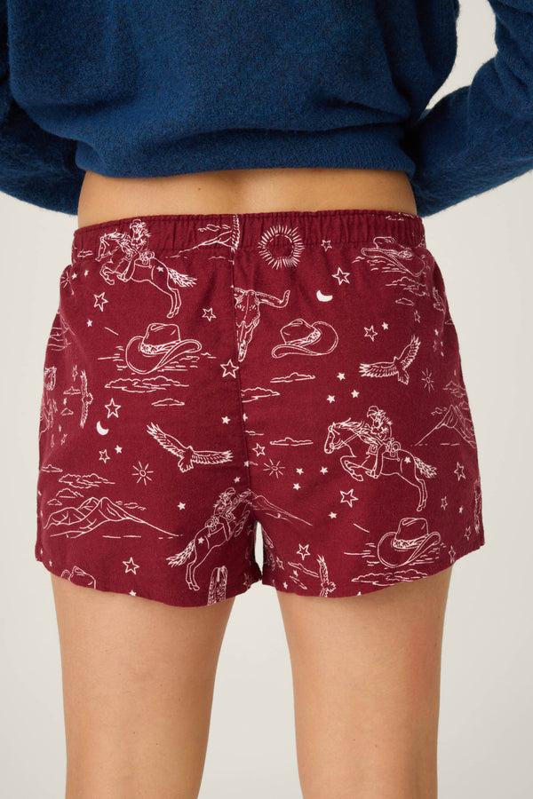 Pj Salvage Hold Your Horses Western Print Flannel Shorts