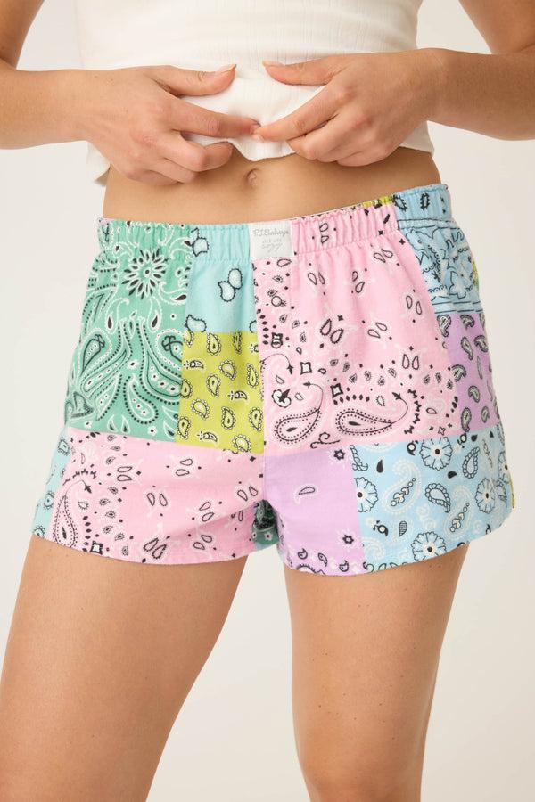 Pj Salvage Howdy Honey Paisley Print Flannel Shorts