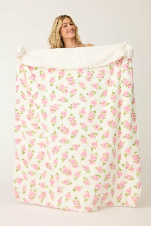 pj salvage Let's Get Cozy Plush Floral Print Blanket