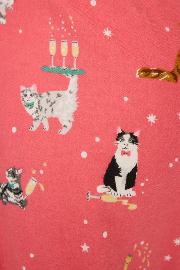 Pj Salvage Let's Get Fizzical Cat Print Flannel Pants