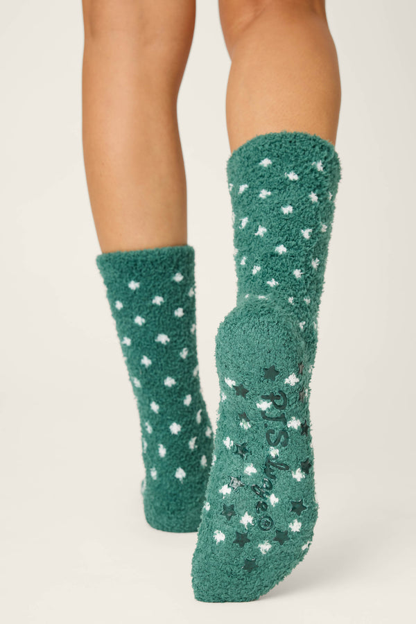 Pj Salvage Let's Get Toasty Dot Print Crew Socks With Grippers