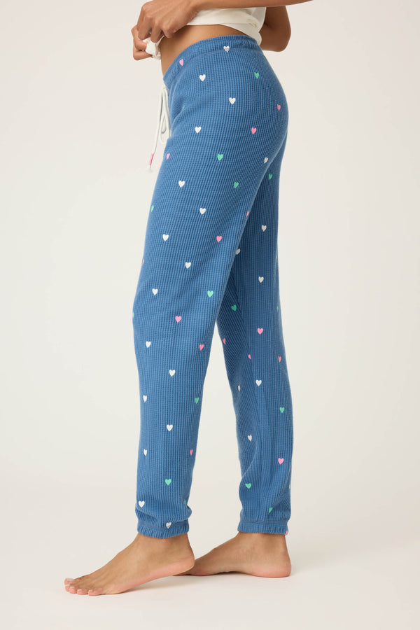 Pj Salvage Love Club Banded Lounge Pants With Embroidered Hearts