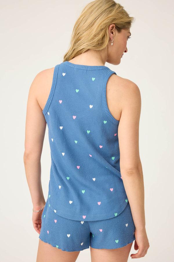 Pj Salvage Love Club Tank Top With Embroidered Hearts