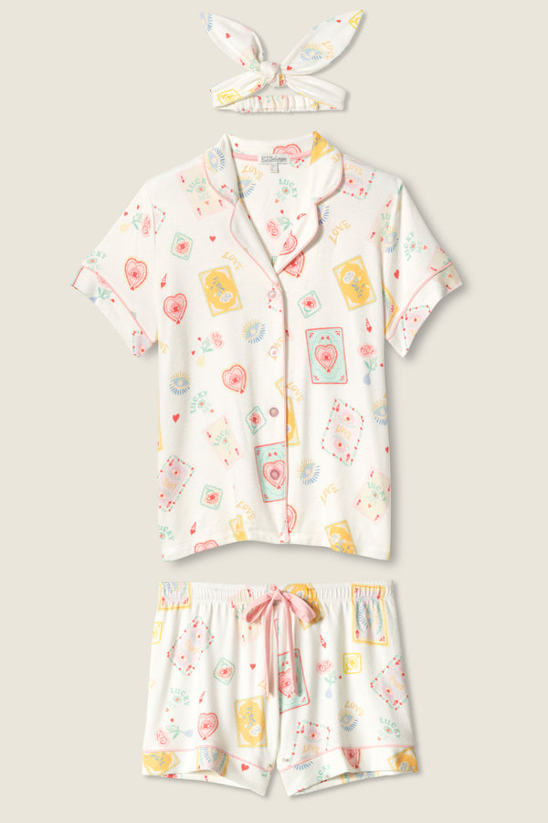 Pj Salvage Lucky Me Tarot Card Print 3-Piece PJ Set