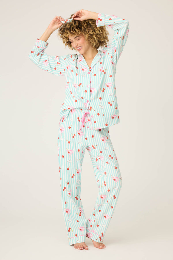 pj salvage Ma Cherie Cherry Print 3-Piece Flannel PJ Set