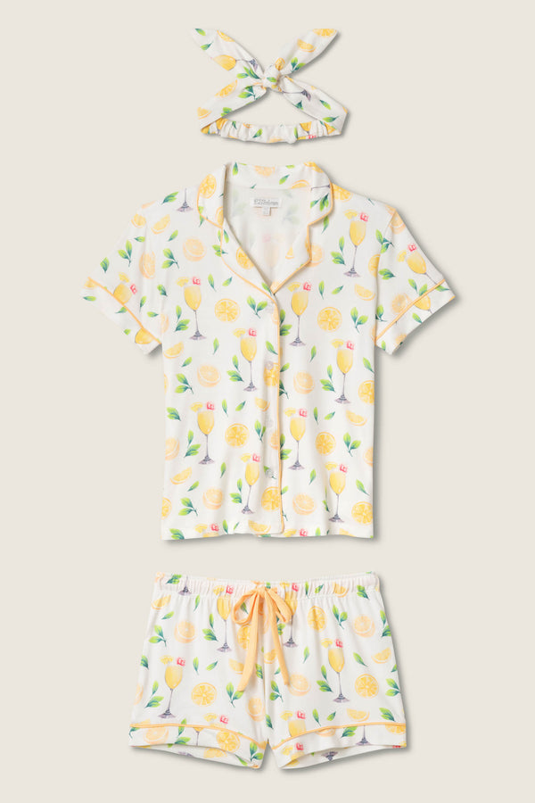 Pj Salvage Mimosa Me Drink Print 3-piece PJ Short Set