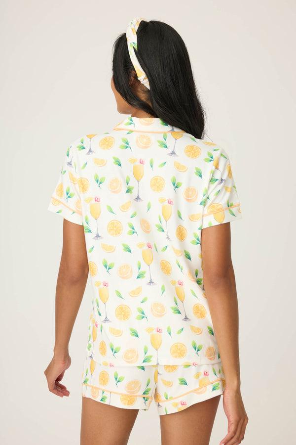 Pj Salvage Mimosa Me Drink Print 3-piece PJ Short Set