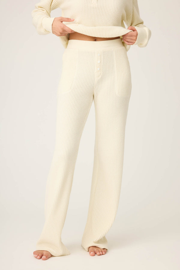 pj salvage Morning Waffles Solid Ivory Open Leg Pant