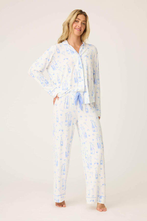 Pj Salvage Parisian Dreams Whimsical Print Open Leg Pant