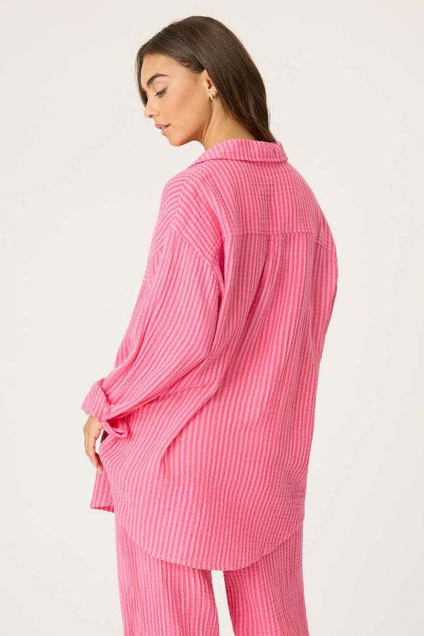 Pj Salvage Back From The Beach Striped Gauze Shirt