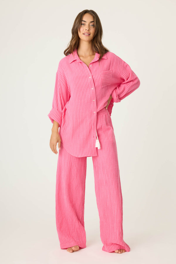 Pj Salvage Back From The Beach Striped Gauze Shirt