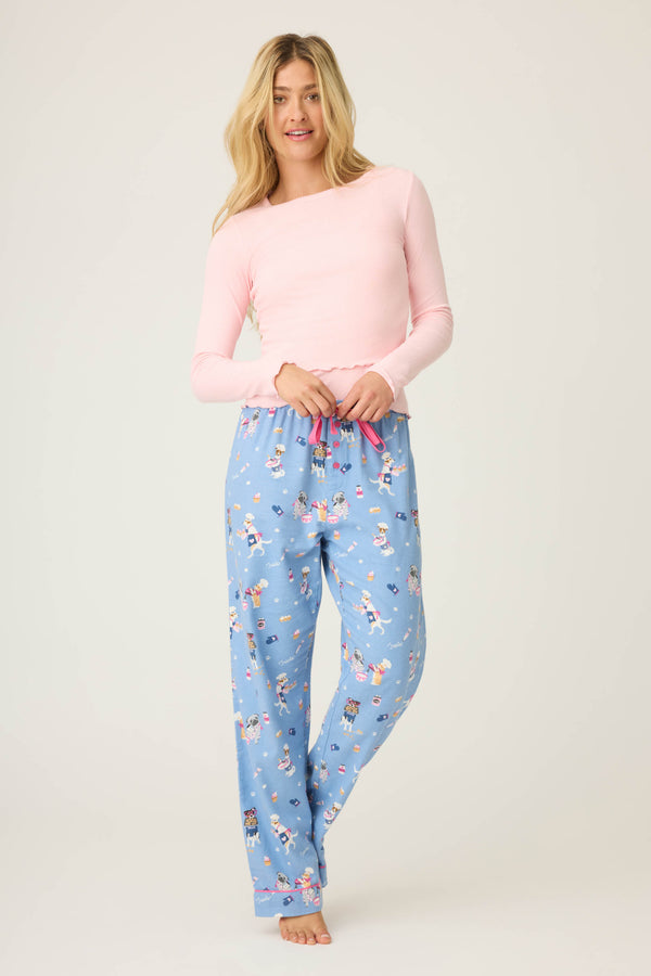 Pj Salvage Baked Woof Love Dog Print Flannel Pants