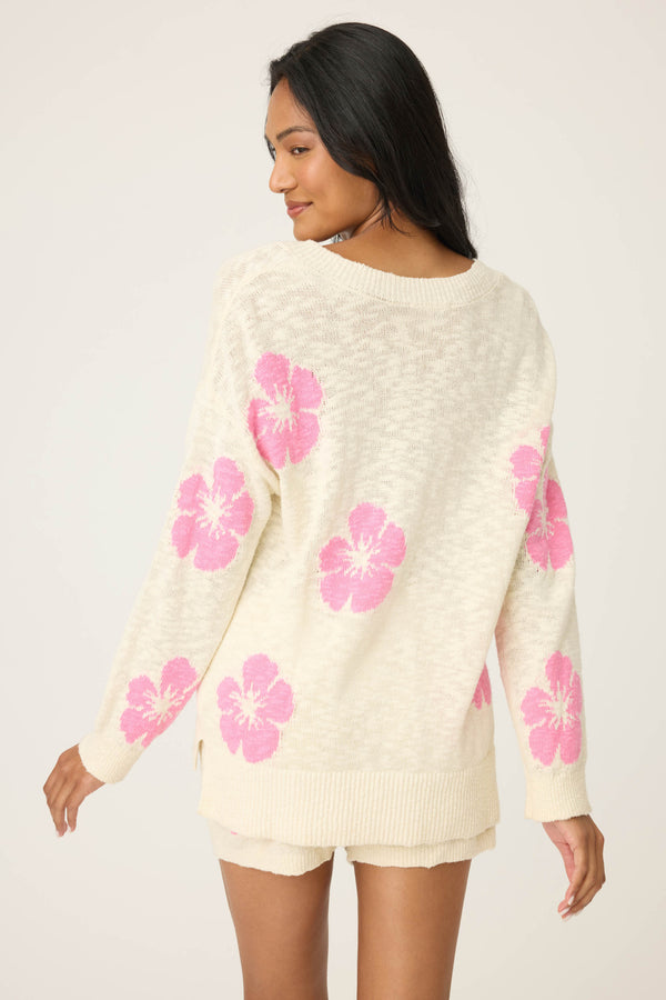 Pj Salvage Bali Bay Floral Knit Sweater