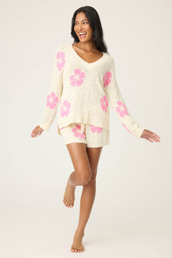 Pj Salvage Bali Bay Floral Knit Sweater