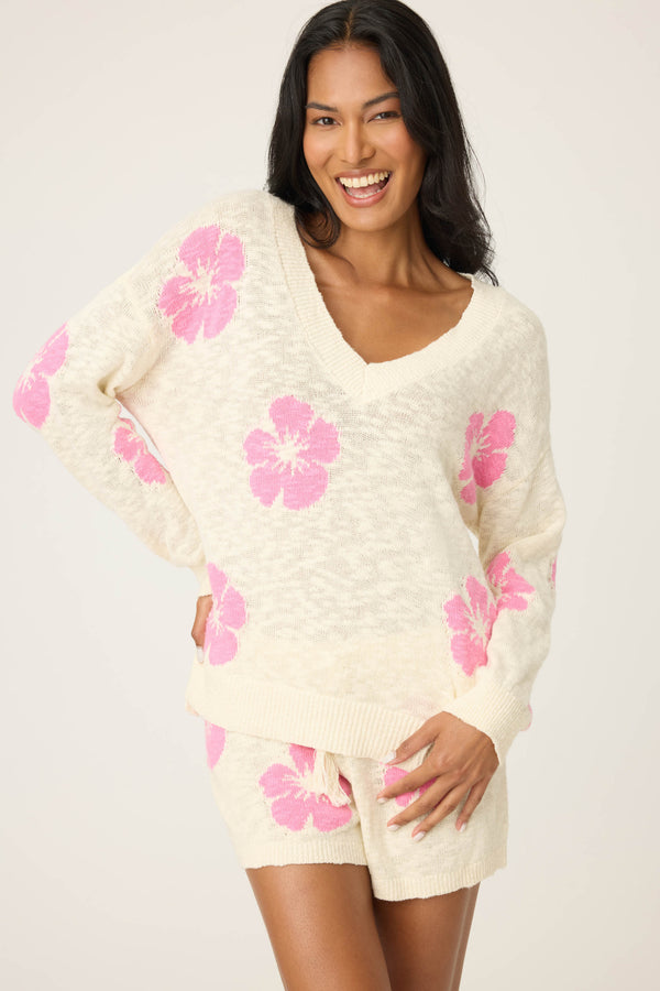 pj salvage Bali Bay Floral Knit Sweater