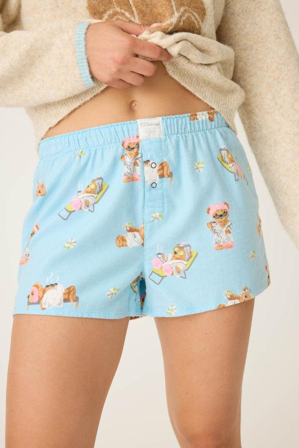 Pj Salvage Beary Cute Bear Print Flannel Shorts