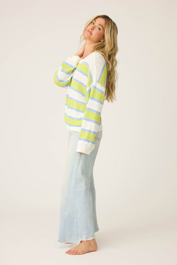 Pj Salvage Beautiful Life Striped Snuggle Sweater