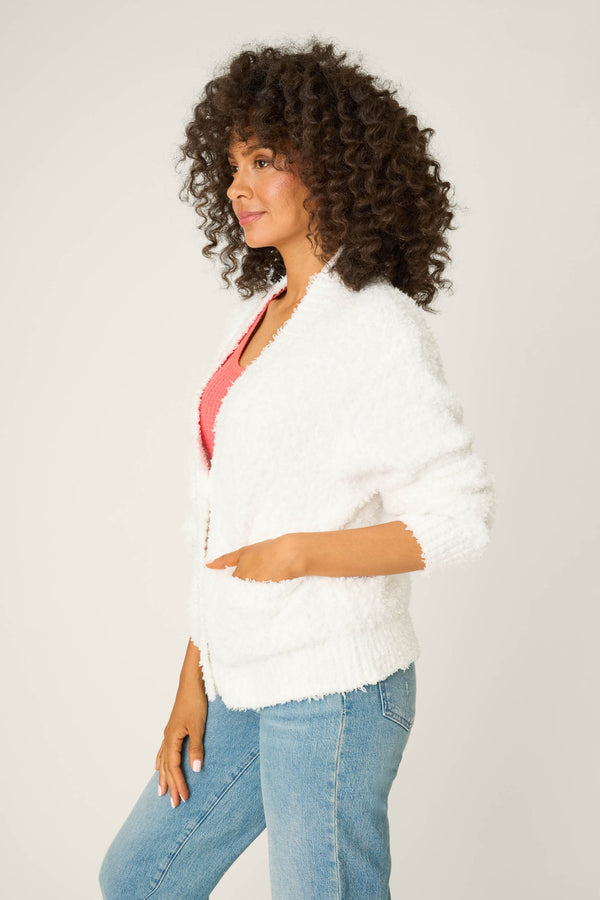 Pj Salvage Bundle Up Boucle Ivory Cardigan