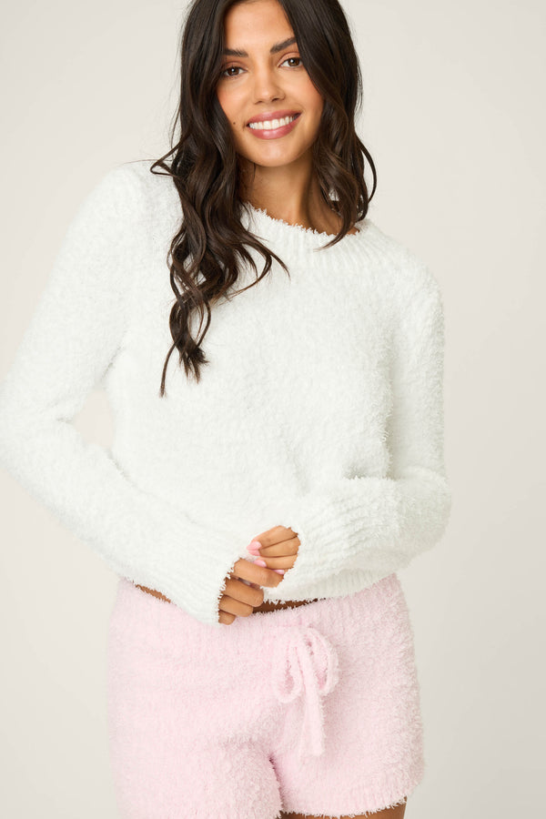 pj salvage Bundle Up Boucle Ivory Long Sleeve Top